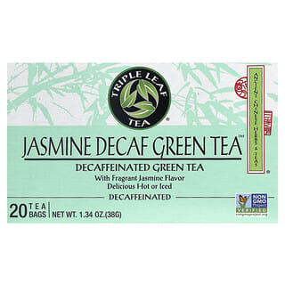 Triple Leaf Tea, Jasmin Koffeinfri Grønn Te™, Koffeinfri, 20 teposer, 38 g