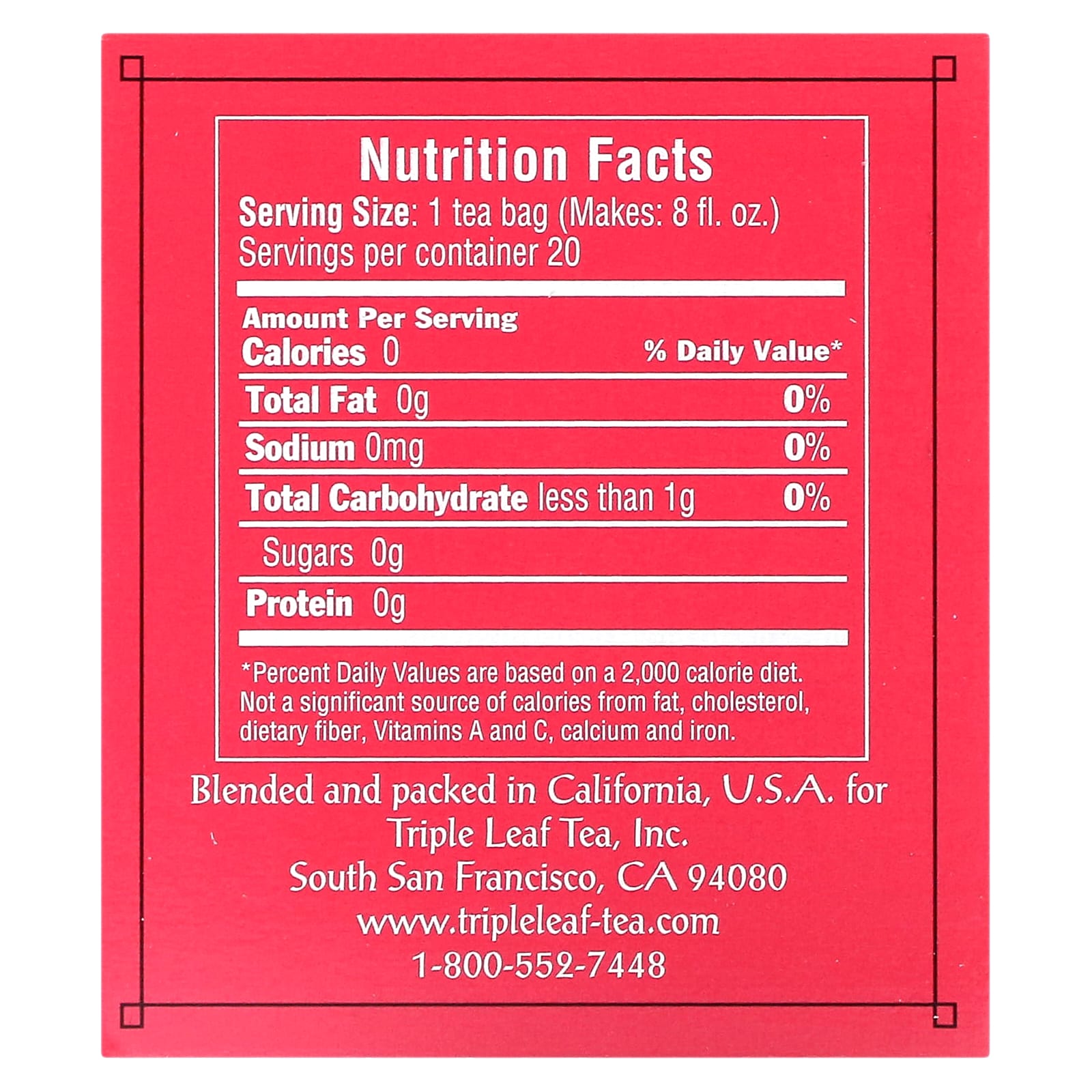 Triple Leaf Tea, Rose Black Tea, 20 Tea Bags, 1.06 oz (30 g)