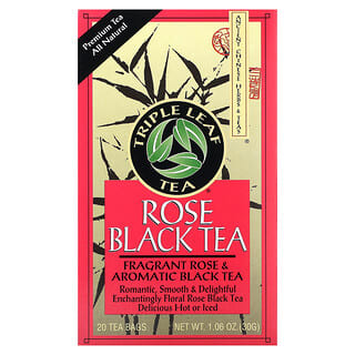 Triple Leaf Tea, Thé noir à la rose, 20 sachets de thé, 30 g