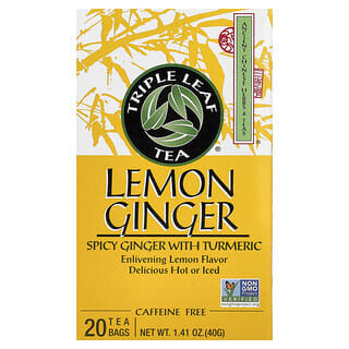 Triple Leaf Tea, Té de limón y jengibre`` 20 bolsitas de té, 40 g (1,41 oz)