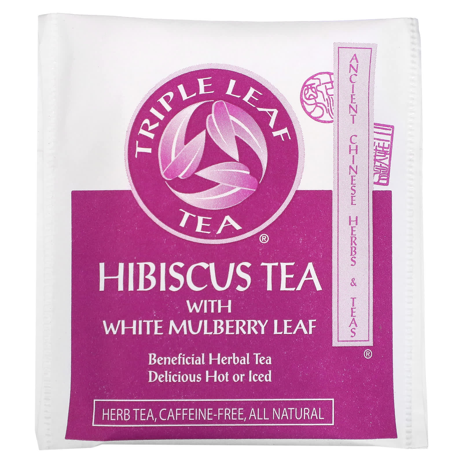 Triple Leaf Tea, Hibiscus With White Mulberry Leaf, Caffeine Free, 20