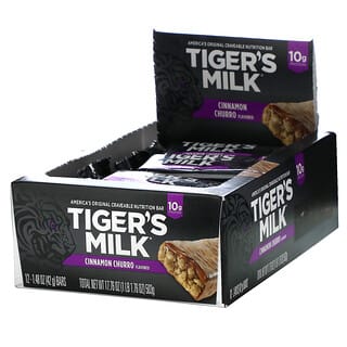 Tiger's Milk, 營養棒，肉桂小油條味，12 根，每根 1.48 盎司（42 克）