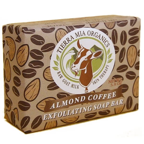 Tierra Mia Organics, ヤギの生ミルクスキンセラピー、角質除去固形石けん、アーモンドコーヒー （108 g）