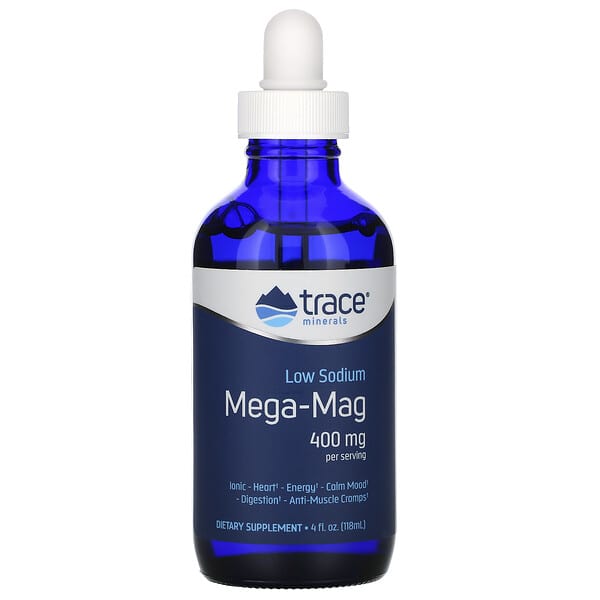 Trace Minerals ®‏, Mega-Mag דל נתרן, 400 מ"ג, 118 מ"ל (4 אונקיות נוזל)