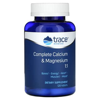 Trace Minerals ®, Kompletne składniki odżywcze zawierające wapń i magnez 1:1, 120 tabletek