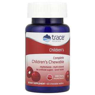 Trace Minerals ®, Completo, suplemento masticable para niños, Cereza silvestre, 60 obleas masticables