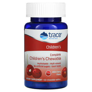 Trace Minerals ®, Комплексные детские жевательные таблетки, дикая вишня, 60 жевательных вафель