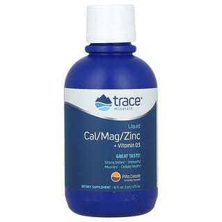 Trace Minerals ®, Cal, magnesio y zinc líquidos más vitamina D3, Piña colada, 473 ml (16 oz. líq.)
