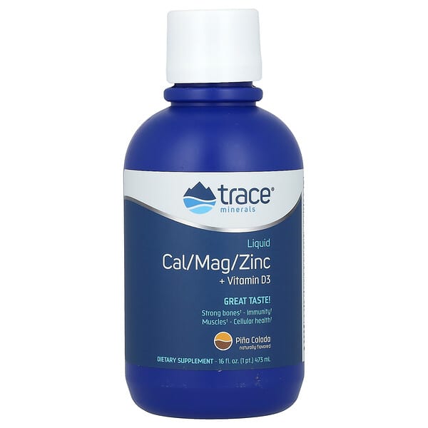 Trace Minerals ®, 액상 칼슘/마그네슘/아연 + 비타민D3, 피나콜라다, 473ml(16fl oz)