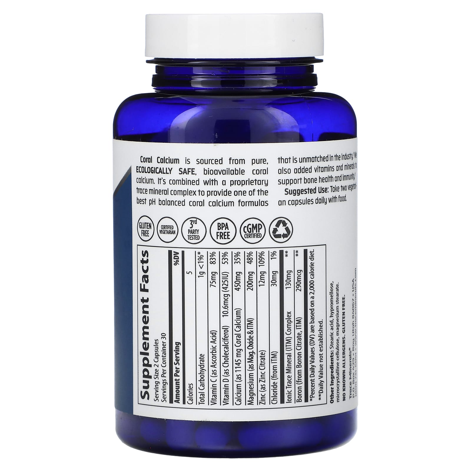 Trace Minerals ®, Coral Calcium + Iconic Trace Minerals, 60 Vegetarian Caps