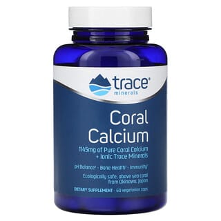 Trace Minerals ®‏, סידן אלמוגים + מינרלי קורט איקוניים, 60 כמוסות צמחוניות