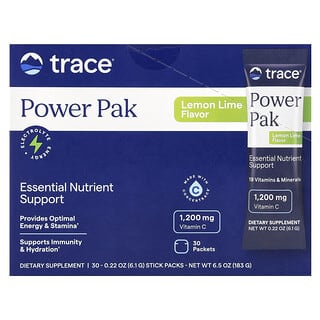 Trace Minerals ®, Power Pak, Lemon Lime, 30 Stick Packets, 0.22 oz (6.1 g) Each