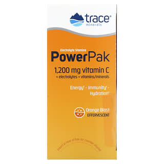 Trace Minerals ®, PowerPak,электролит для повышения выносливости, со вкусом апельсина, 30 пакетиков по 4,8 г (0,17 унции)