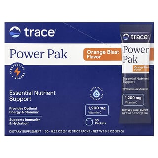 Trace Minerals ®, パワーパック、オレンジブラスト、スティックパック30本、各6.1g（0.22オンス）