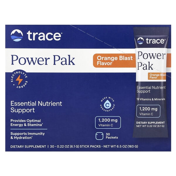 Trace Power Pak, Orange Blast, 30 Stick Packets, 0.22 oz (6.1 g) Each