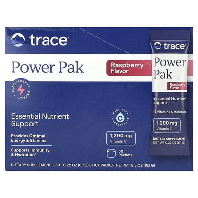 Trace, PowerPak, Raspberry, 30 Strips, 0.22 oz (6.1 g) Each