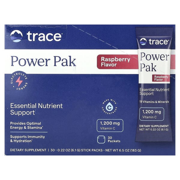 Trace PowerPak, Raspberry, 30 Stick Packs, 0.22 oz (6.1 g) Each