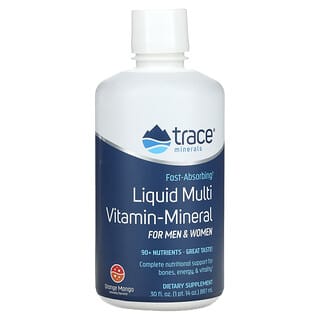 Trace Minerals ®, рідкі мультивітаміни й мікроелементи, для чоловіків і жінок, апельсин і манго, 887 мл (30 рідк. унцій)