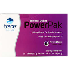 Trace Minerals ®, PowerPak para la resistencia con electrolitos, Uva Concord, 30 sobres. 5,3 g (0,19 oz) cada uno