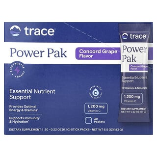 Trace, Power Pak, Refuerzo de nutrientes esenciales, Uva Concord, 30 sobrecitos, 6,1 g (0,22 oz) cada uno