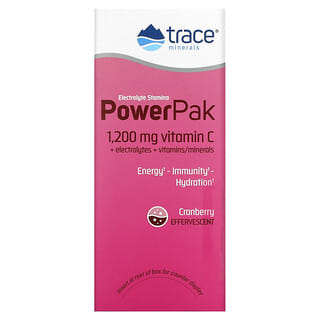 Trace Minerals ®, электролит для повышения выносливости, PowerPak, со вкусом клюквы, 30 пакетиков по 5,3 г (0,19 унции)