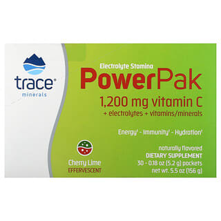 Trace Minerals ®, Electrolyte Stamina PowerPak, Lima cereza`` 30 sobres, 5,2 g (0,18 oz) cada uno