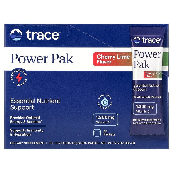 Trace Power Pak, Cherry Lime, 30 Packets, 0.22 oz (6.1 g) Each
