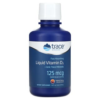 Trace Minerals ®, リキッドビタミン D3、トロピカルチェリー、5000 IU、16 fl oz (473 ml)