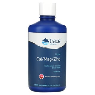 Trace Minerals ®, жидкая добавка с кальцием, магнием и цинком, натуральный клубничный вкус, 946 мл (32 жидк. унции)
