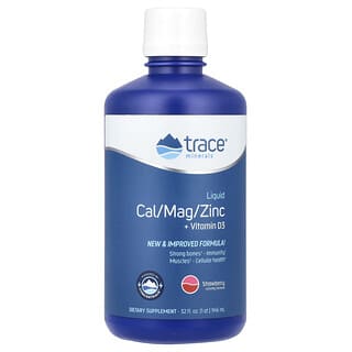 Trace Minerals ®, Liquid Cal/Mag/Zinc + Vitamin D3, Strawberry , 32 fl oz (946 ml)