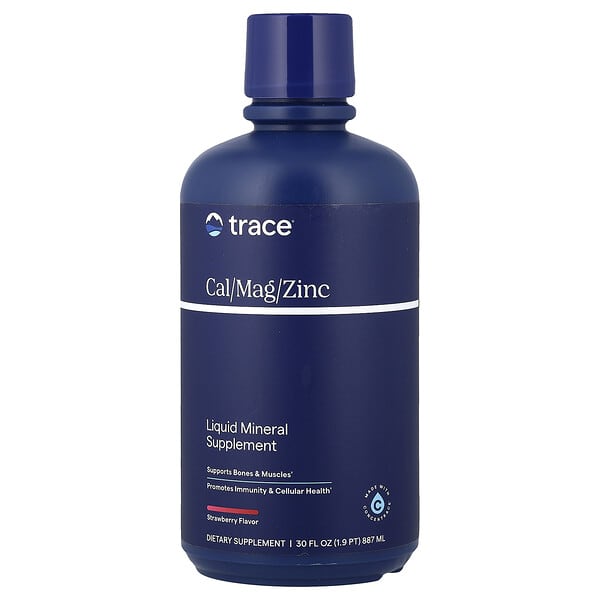 Trace Liquid Mineral Supplement, Cal/Mag/Zinc, Strawberry, 30 fl oz (887 ml)