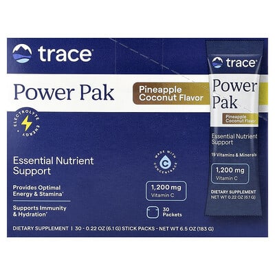 Trace, Power Pak, Pineapple Coconut, 30 Sticks, 0.22 oz (6.1 g) Each.