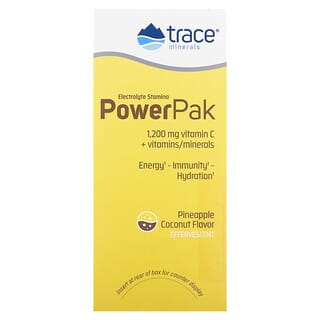 Trace Minerals ®, PowerPak, электролит для повышения выносливости, ананас и кокос, 30 пакетиков, по 6,1 г (0,22 унции)