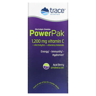 Trace Minerals ®, Electrolyte Stamina PowerPak, Baya de asaí, 30 sobres, 5,2 g (0,18 oz) cada uno