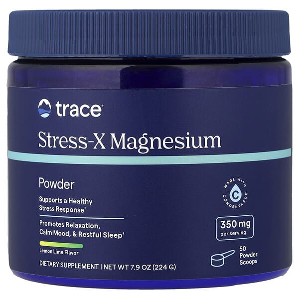 Trace Stress-X, Magnesium Powder, Lemon Lime, 7.9 oz (224 g)