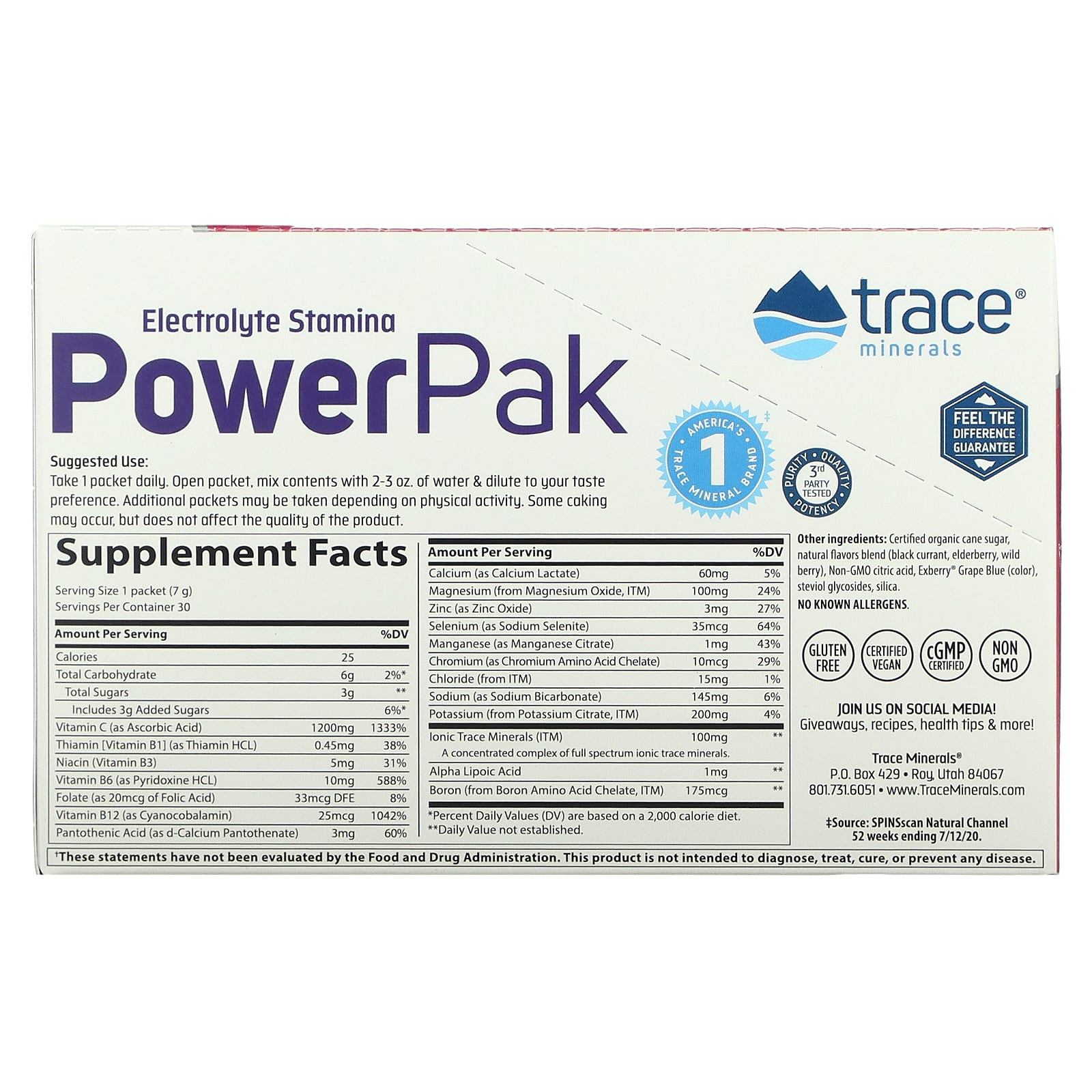 Trace Minerals ®, Electrolyte Stamina PowerPak, Mixed Berry, 30 Packets