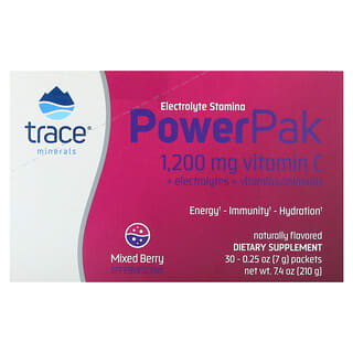 Trace Minerals ®, Electrolyte Stamina PowerPak, ягодная смесь, 30 пакетиков по 7 г (0,25 унции)