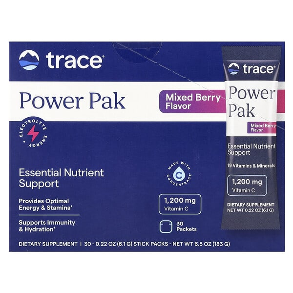 Trace Power Pak, Mixed Berry, 30 Packets, 0.22 oz (6.1 g) Each