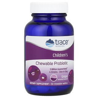 Trace Minerals ®‏, Children's Chewable Probiotic, ענב קונקורד, 30 תוספים ניתנים ללעיסה