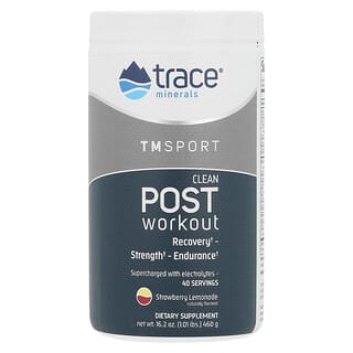 Trace Minerals ®, TM Sport, Clean Post Workout, Strawberry Lemonade, 1.01 lbs (460 g)