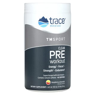 Trace Minerals ®, TM Sport, Clean Pre Workout, Raspberry Lemonade, 1.1 lbs (514 g)