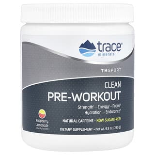 Trace Minerals ®, TMSPORT, 클린 운동 전 보충제, 라즈베리 레모네이드, 514g(1.1lb)