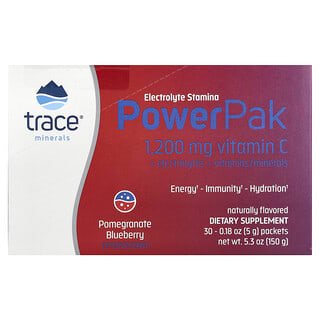 Trace, электролит для повышения выносливости, PowerPak, со вкусом граната и черники, 30 пакетиков по 5 г (0,18 унции)