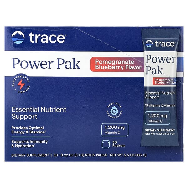 Trace Power Pak, Pomegranate Blueberry, 30 Stick Packs, 0.22 oz (6.1 g) Each