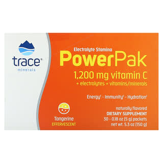 Trace Minerals ®, электролит для повышения выносливости, PowerPak, со вкусом мандарина, 30 пакетиков по 5 г (0,18 унции)