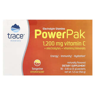 Trace, Vigor de Eletrólito PowerPak, Tangerina, 30 Pacotes, 5 g (0,18 oz) Cada