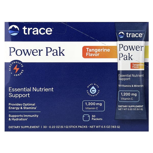 Trace Power Pak, Tangerine, 30 Stick Packs, 0.22 oz (6.1 g) Each