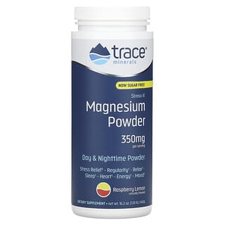 Trace Minerals ®, Stress-X, Magnesio en polvo, Frambuesa y limón, 350 mg, 460 g (1,01 lb)