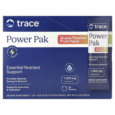 Trace, Power Pak, Guava and Passionfruit, 30 Count, 0.22 oz (6.1 g) Each