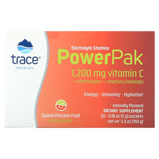 Trace Minerals ®, Electrolyte Stamina Power Pak, гуава и маракуйя, 30 пакетиков по 5 г (0,18 унции)